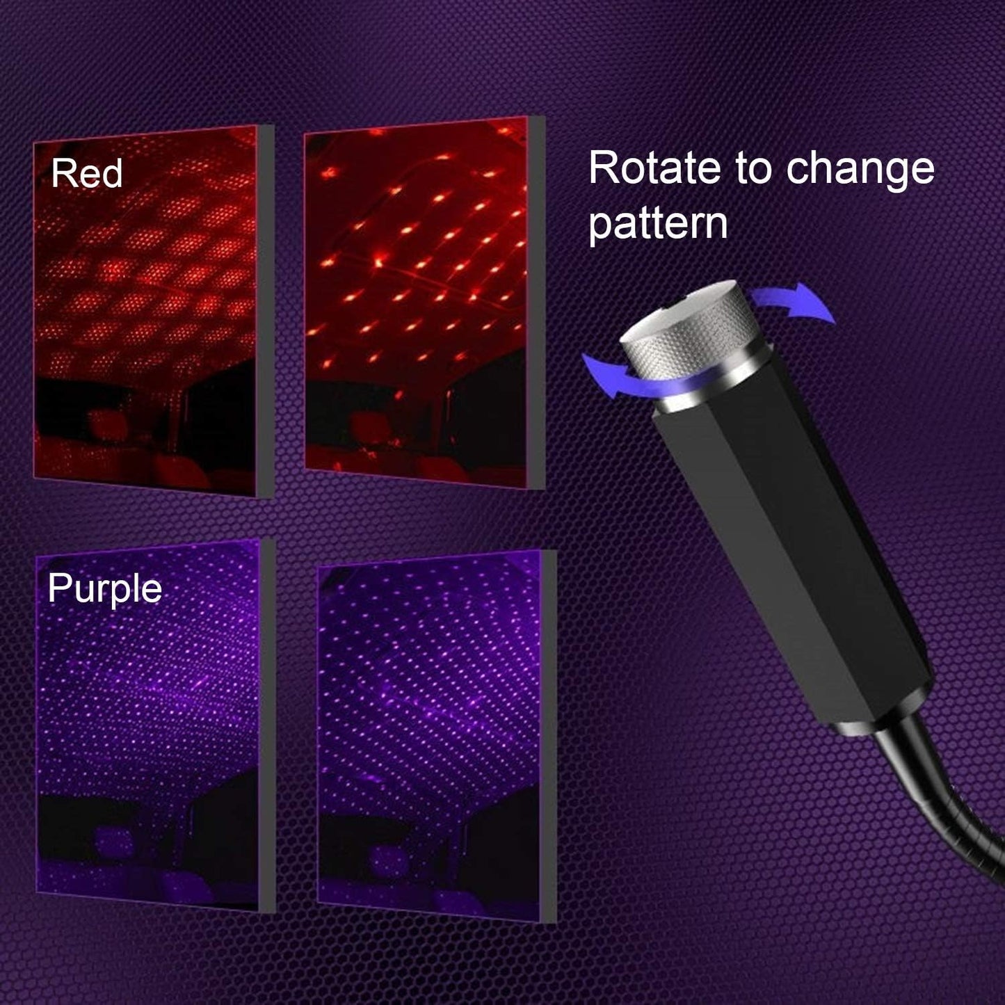 جهاز عرض نجوم ارجواني للسيارة بمنفذ USB من سوكال-ليد، ضوء ليلي قابل للتعديل، اضواء سقف رومانسية للديكور الداخلي
